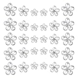 TANOSII 30 PCS Water Droplet Shaped Glass Rhinestones Flower Zinc Alloy Crystal Gems Flower for Jewelry Crafts Clothes Shoes Costume Garment Car Air Outlet Accessories White