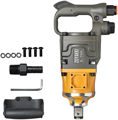 ZOYAKKI 1" Heavy Duty Pneumatic Impact Wrench, Up to 2200 ft lbs Reverse Torque Output, Lightweight, 1 inch Air Impact Wrench