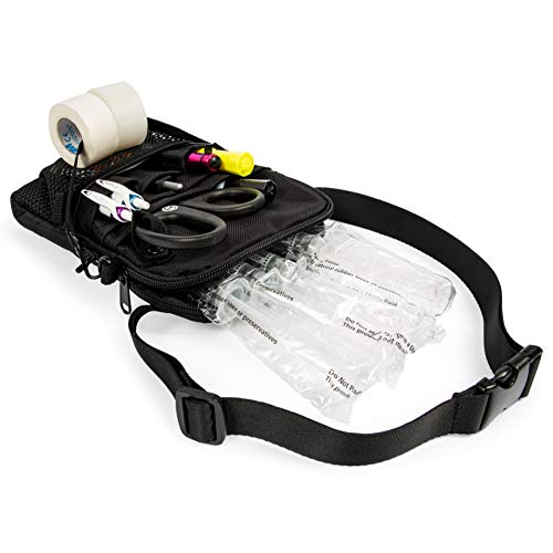 4-in-1 Convertible Nurse Fanny Pack, Black Hardware (Black)