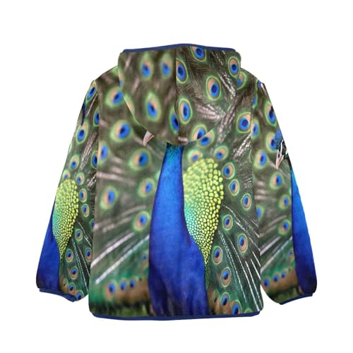 Peacock Feather Eye Spots Toddler Fleece Jacket Girl Boys Hooded Fleece Jacket Coat Warm Outwear Zip-up 3-10T2