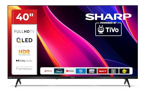 Sharp QLED Fernseher 40 Zoll Smart TV Powered by TiVo - HDR Fernseher mit Full HD Auflösung und Triple-Tuner, QLED TV 40HE3745E (2026)