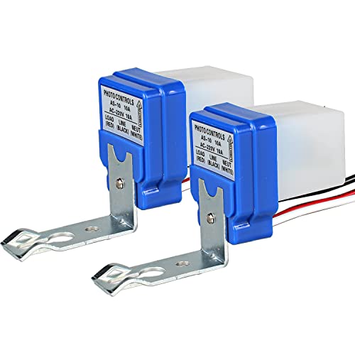 JIQI 2 interruptores crepusculares con sensor crepuscular de 220 V CA 10 A, automático, interruptor de luz de calle, fotocélula, sensor de luz, interruptor de control de luz para exteriores