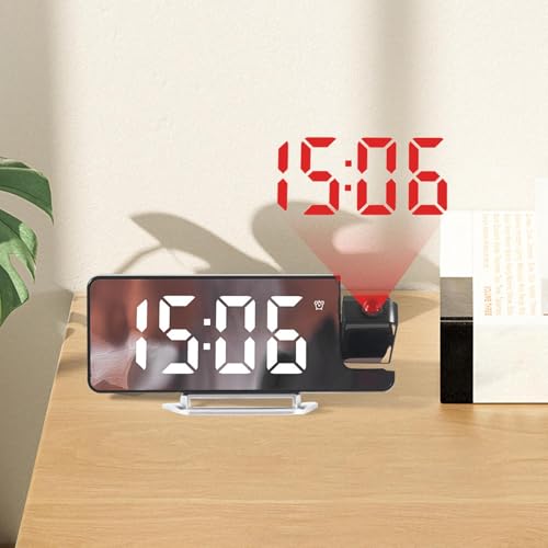Reloj despertador digital con proyector LED para dormitorio y sensor térmico 4