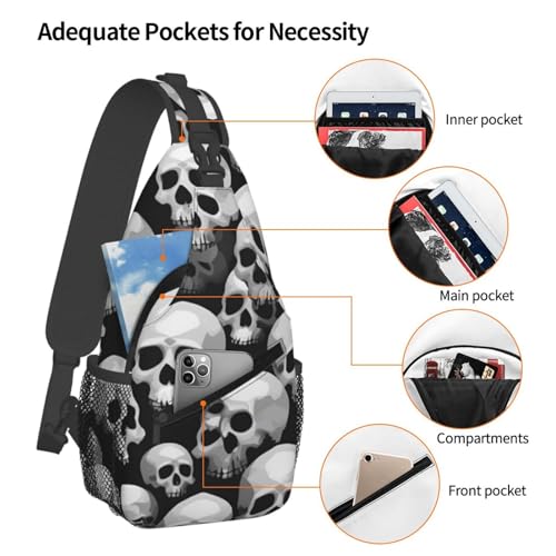 Mochila cruzada tipo sling con estampado de calavera miniatura 4