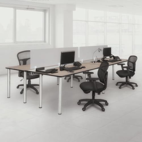 Regency Seating Kee 60' x 24' Double Benching System with Privacy Divider- Maple/Chrome