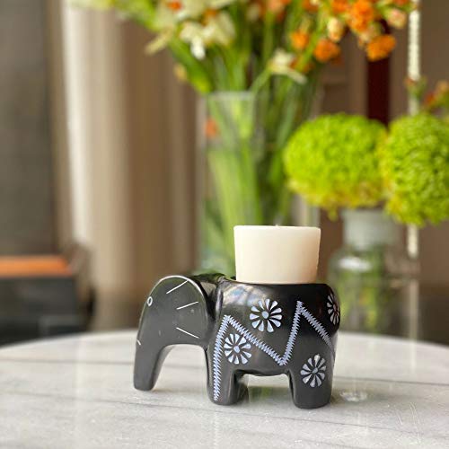 Global Crafts Handmade Elephant Soapstone Tealight Sculpture, Made In Kenya (Ksaetl-Bk) #TOP5