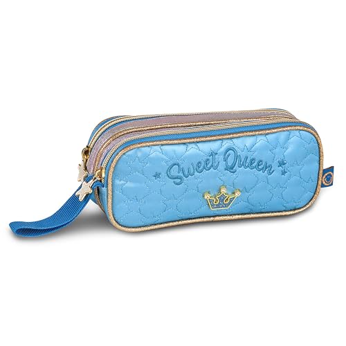 Estojo Escolar Duplo Sweet Queen Matelassê Azul - Clio Style