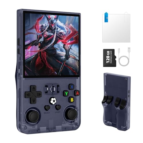 Image of R36MAX Retro Handheld Gaming Console, Built-in 22,000+ Classic Games, Open Source Linux System, Portable Game Emulator Console, 4.0-Inch 4K HD IPS Screen Video Player, 4000mAh Battery (Gray 128GB)
