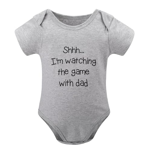 Shh I'm Watching The Game With Dad Newborn Home from Hospital Outfit Boy Short Sleeve Baby Girls Bodysuits White 9