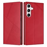 YOLALAHO Galaxy S24 ケース 手帳型 耐衝撃 カード収納 ギャラクシー SC-51E SCG25 SM-S921U カバー 財布型 スタンド機能 高級レザー ぎやらくしーs24 スマホケース 全面保護 上質な手触り ストラップホール付き マグネット式 擦り傷防止 かわいい おしゃれ レッド