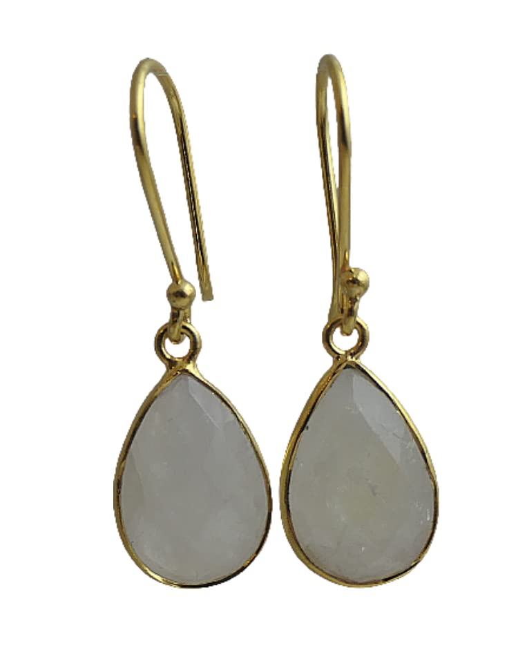 Sophia Rose JewelleryMoonstone Gemstone Gold Plated Sterling Silver Drop Earrings - Birthday Gift - Christmas Gift Idea - Handmade Gemstone Jewelry Gifts for Women (moonstone)
