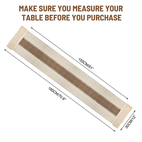 image for Zhaoyao 30 x 180 cm Linen Table Runner, Soft Cotton Linen Kitchen Frin