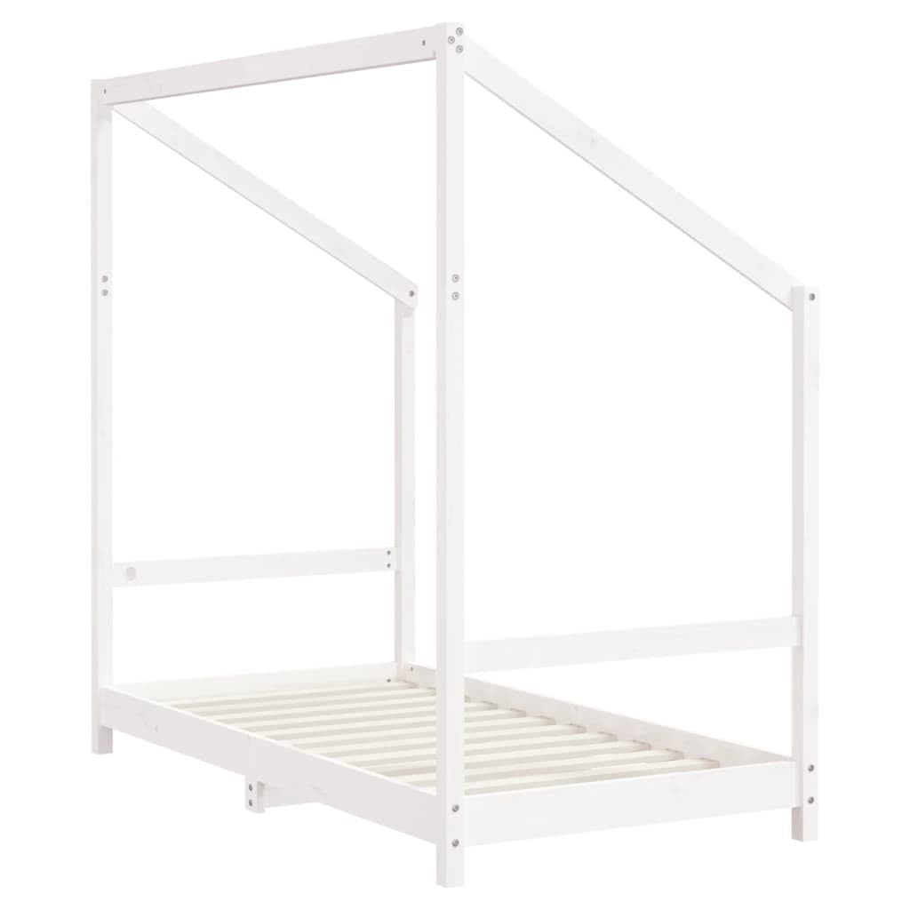 Lettino per bambini in legno massiccio di pino, bianco, 2 x 80 x 160 cm, con rete a doghe e protezione anticaduta, per la cameretta dei bambini, trasformabile con spazio e spazio per dormire