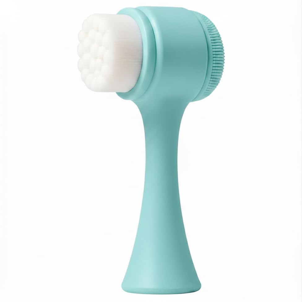 Escova de Limpeza Facial 2 em 1 com Silicone e Cerdas Macias, Esfoliação, Massagem e Skin