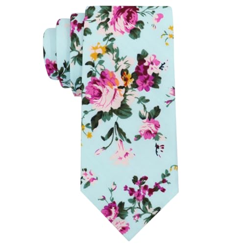 Image of Mantieqingway Floral Ties for Men Skinny Cotton Tie Flower Necktie