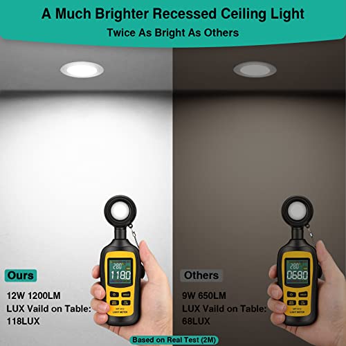 12 Pack Led Recessed Lighting 6 Inch With Junction Box, 1800Lm 16W 200W Eqv, Ultra Thin Ceiling Canless Lights 5000K Daylight, Dimmable Wafer Downlights - Etl And Energy Star Certified #TOP1