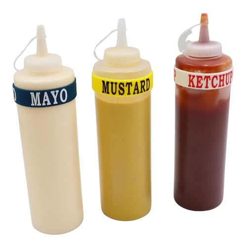 Burger Labeling Bands Bundle (3 Pack) for 32 oz Bottles – Mayo, Ketchup, Mustard – Reusable Silicone Food Prep ID Bands, Dishwasher Safe, Commercial Kitchen Use image 2