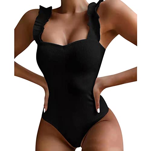 Bañadores Mujer Talla Grande One Piece Swimsuits Traje de Baño de para Mujer Traje Baño para con Correa Bikini Bañador Bikini Bañador Sin (Black M)
