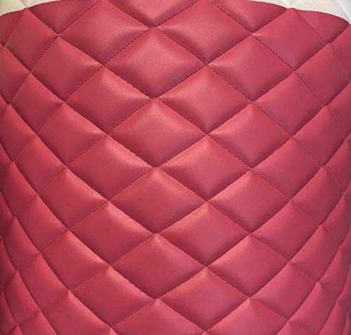 Luvfabrics PVC Quilted Faux Leather Vinyl Foam Backed- Automotive, Headliner, Furniture Upholstery, DIY Projects, Home Decor & More! (HOT Pink, 1 Yard)