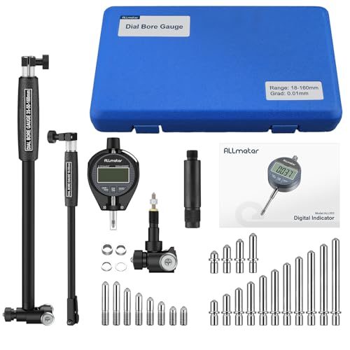 ALLmeter Digitales Bohrungsmessgerät 18-160mm – Präzises Innenmessgerät mit LCD-Messuhr, 0,01mm Genauigkeit, tiefes Messen bis 150mm, inkl. Zubehör & ABS-Box