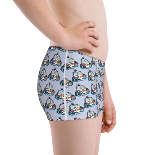 Boys' Cotton Boxer Brief Soft Underwear-Police Car2