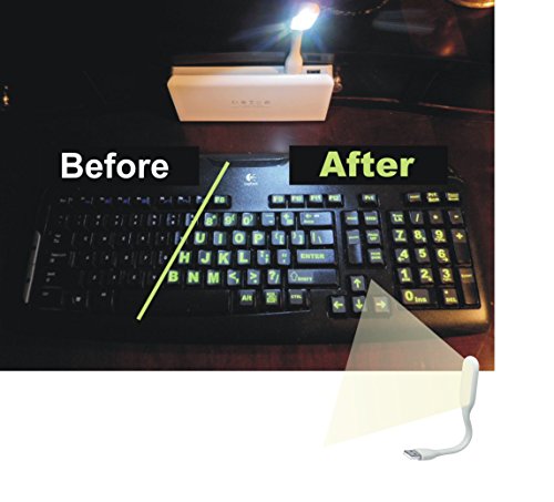Fluorescent Green Colored Keyboard Stickers. Commercial Grade Inlays (Not Printed Letters) Plus Usb Light. Will Not Wear Or Fade. Xlarge Symbols Great For Sight Impaired. (U.s. English Keyboard) #TOP4