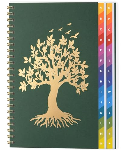 ZXHQ Passwortbuch mit bunten Registertabs 168 Seiten Deutsch Spiralgebundener Passwort-Organizer für Internet-Adressen Benutzernamen und Logins (21 × 14 5 cm) Salbeigrün