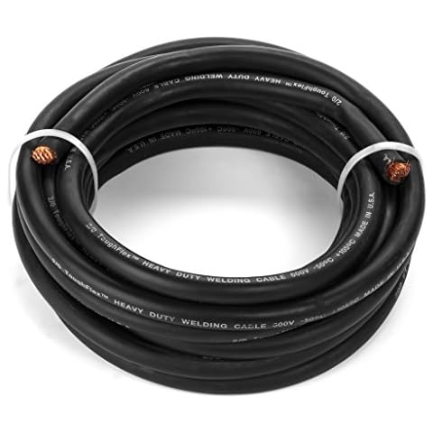 EWCS 2/0 Gauge Premium Extra Flexible Welding Cable 600 Volt - Black - 50 Feet - Made in The USA Cover