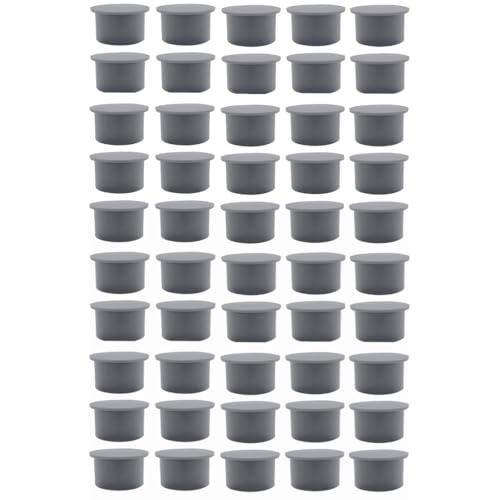 Poolzilla 50 Pack Gray Pool Safety Fence Hole Cover | 1" Diameter that Fits Into a 1" Sleeve | Deck and Patio Safety Ground Caps