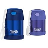 THERMOS FUNTAINER 10 Ounce Stainless Steel Vacuum Insulated Kids Food Jar with Spoon - Available in Navy and Purple