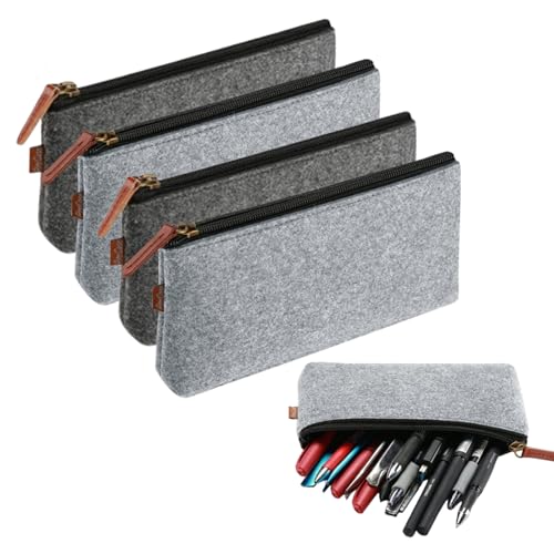 Omnikryp 4 Piezas Estuche de Lápices de Fieltro, 21 x 11cm Gran Capacidad Neceser-Fieltro, Multifuncional Bolsa de Almacenamiento de Fieltro, para Bolígrafos, Papelería, Cosméticos, Estuche Lapices