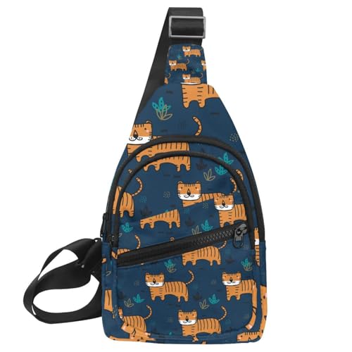 Bandolera cruzada para hombre y mujer con estampado de tigre azul multicolor de 30x18x4cm