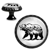 Yiruhe 4 pomelli rotondi per cassetti con orso, foresta di montagna, rustici, in cristallo e cristallo, per cassettiere, credenze, credenze, ante