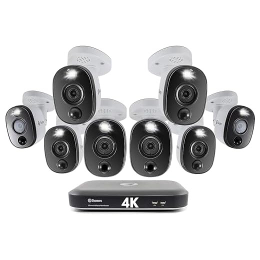 Swann Home DVR Security Camera System with 2TB HDD, 8 Channel 8 Camera, 4K Ultra HD Video, Indoor or Outdoor Wired Surveillance CCTV, Color Night Vision, Heat Motion Detection, LED Lights, 855808