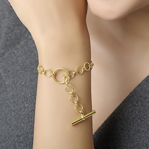 Image of TRUESILVER ACPL 925 Sterling Silver Bracelet for Women | BIS Hallmarked T-Bar Interlock Link Chain Bracelets Gift for Anniversary Wedding Birthday