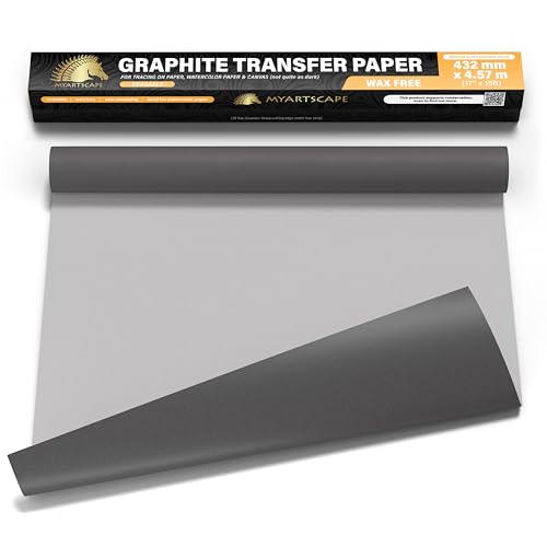 MyArtscape Graphite Transfer Paper Roll â€“ 17\" x 30ft Large Tracing Paper â€“ Wax-Free Carbon Paper for Tracing on Canvas, Paper & Wood â€“ Erasable Carbon Transfer Paper for Drawing & Sketching