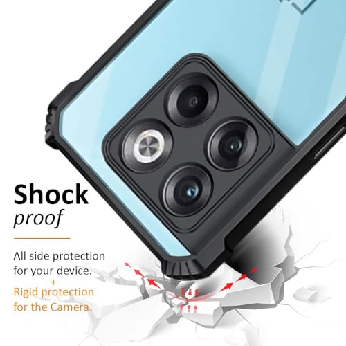 Image of WOW IMAGINE Poly Carbonate + TPU Shockproof Crystal Clear Oneplus 10T 5G Back Cover Case | 360 Degree Protection | Protective Design | Transparent Back Cover Case For 1+ Oneplus 10T 5G (Black Bumper)