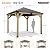 Aoodor 10 x 10 ft Wooden Frame Gazebo with Single Galvanized Metal Hardtop Roof, Outdoor Patio Gazebo with Charging Socket for Patio, Backyard, Deck, and Lawn