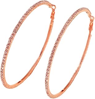 Large Rhinestone Hoop Earrings for Women Girls Hypoallergenic Extra Big 80mm Huggie CZ Hoops Dangle Drop Earring Fashion Chic Party Jewelry Gifts 3 inch