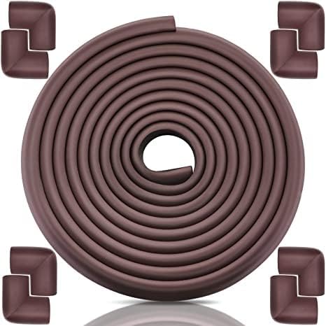HomarketEdge and Corner Guards Baby Proofing Foam - Safety Furniture Bumper Table Protectors - Corner Cushion Set 5M (19.7 ft Edge + 8 Corners) (Brown)