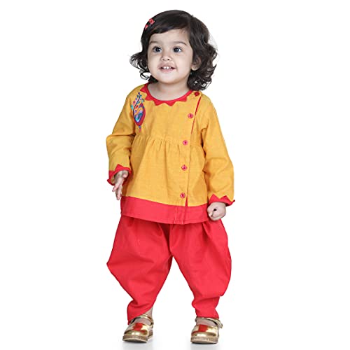 Image of BownBee Ethnic Wear Cotton Kurta Dhoti Traditional Dress Set for Baby Boys, Front Open Embroidered With Full Sleeves and V Neckline, Ideal for All Festivals