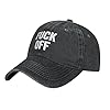 ACEPrints Fuck Off Denim Baseball Caps for Men Or Women Cowboy Black #1
