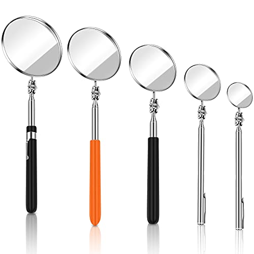 5 Pcs Telescoping Inspection Mirror Set with Lighted Mirror, Classic Style