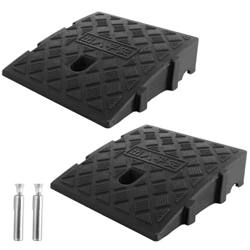 LOPYXBR 2PCS Kerb Ramps for Cars 7cm/2.76in Rise Heavy Duty Curb Ramp Black Wheelchair Ramp for Driveway, Sidewalk, Car, Motorcycle (10.6x9.8x2.76 inches)