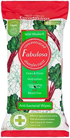 Fabulosa Multi Purpose, Odour Removing Multi Surface Disinfectant Antibacterial Cleaning Wipes, Cleans and Shines, 80 Pack, Individual, Wild Rhubarb