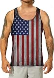 CHOO Men's Muay Thai Casual T Shirts Fitness Sleeveless Undershirt, Red Blue XL