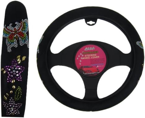 Universal Fit Crystalized Steering Wheel Cover - Multicolor Butterflies