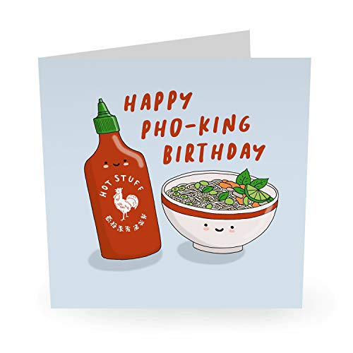 Central 23 - Funny Birthday Card - “Happy Pho-King Birthday” - For Men & Women Him Her Boyfriend Girlfriend Wife Husband Fiance Relationship Love - Comes with Fun Stickers