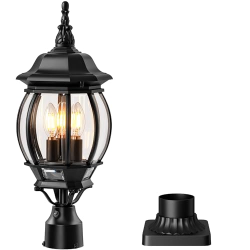 VIANIS Large Dusk to Dawn Outdoor Post Lights Hard Wired, E12 Socket