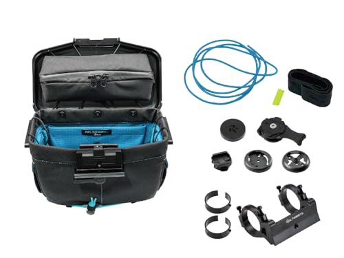 [レックマウントプラス] ライドオンバッグ(ブラック/ターコイズ)+ハンドルバー専用ベースマウント【R+Bag-BKTQ-DM35】「Ride On Bag とベースマウント(R+B-DM35)のセット品」
